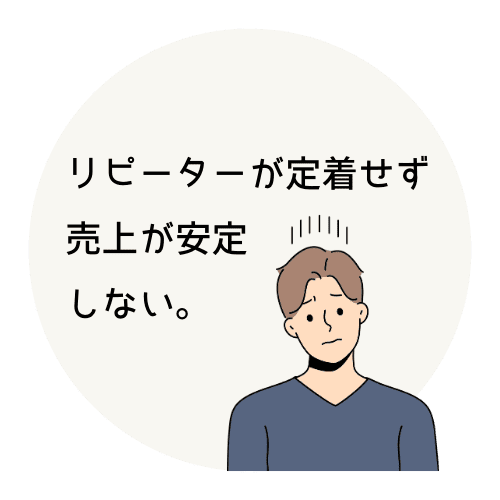 リピーターが定着せず売り上げが安定しない。