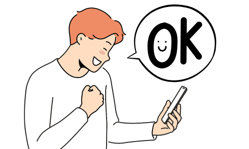 LINE公式アカウントの試作版をチェックしている男性。